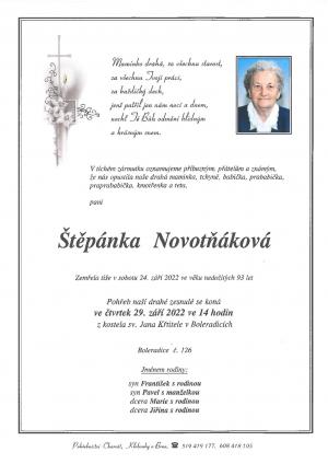Smuteční oznámení – Štěpánka Novotňáková